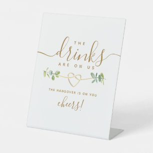 Signe De Table Boissons sur nous Funny Open Bar Signal Pedestal