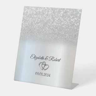 Signe De Table Bokeh élégant à paillettes d'argent