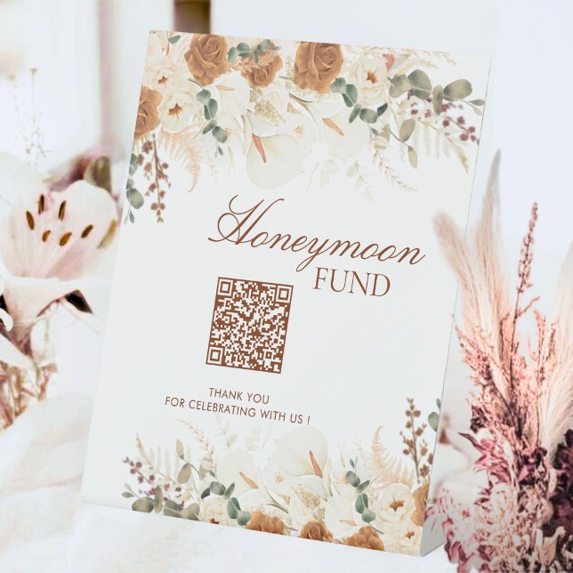 Signe De Table Bold Bohemian Calla Lilies Honeymoon Fund Sign (Créateur téléchargé)