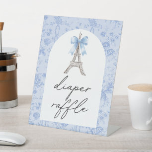 Signe De Table Bon Jour Be Be Blue Toile Diaper Raffle