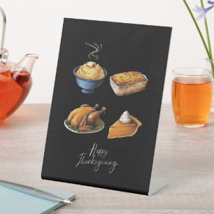 Signe De Table Bon thanksgiving rétro Automne Citrouille