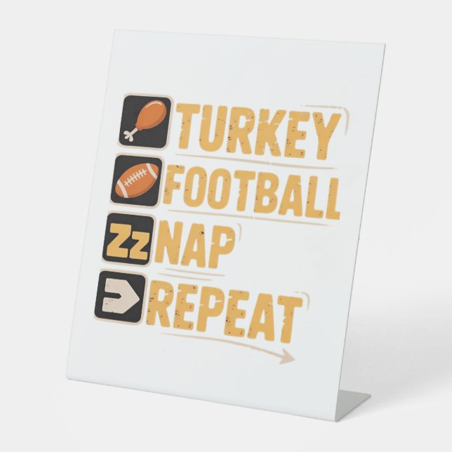 Signe De Table Bon thanksgiving Turquie Football Nap Repeat Funn (Recto)