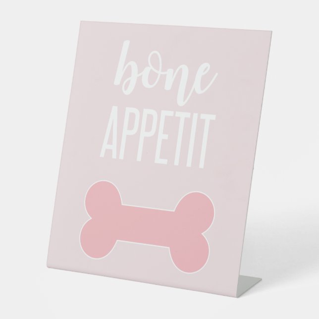 Signe De Table Bone Appetite Chiot Anniversaire Signé rose (Recto)