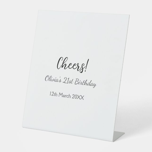 Signe De Table Bonjour 21e anniversaire ajouter nom date simple m (Recto)