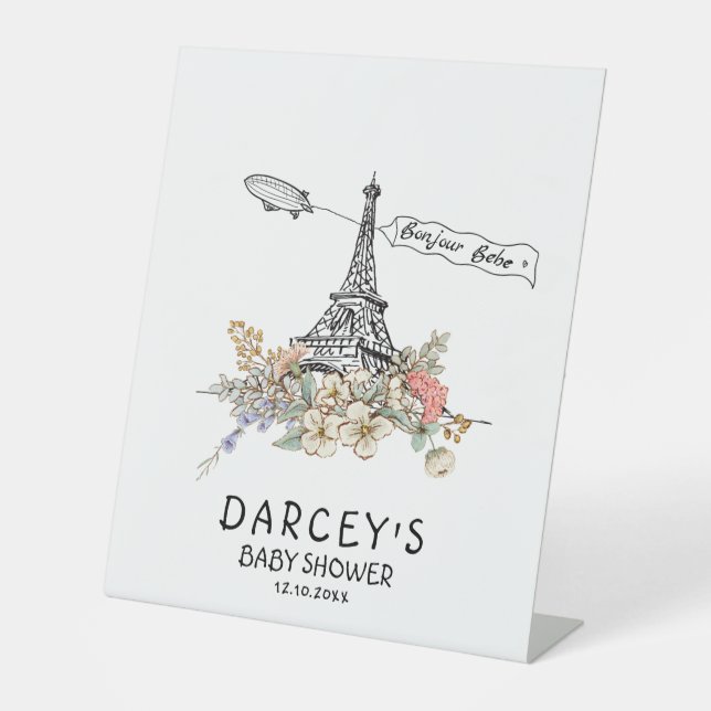 Signe De Table Bonjour Bebe Baby shower neutre du genre (Recto)