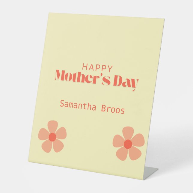 Signe De Table Bonne fête des mères pêche fleurs rose (Recto)