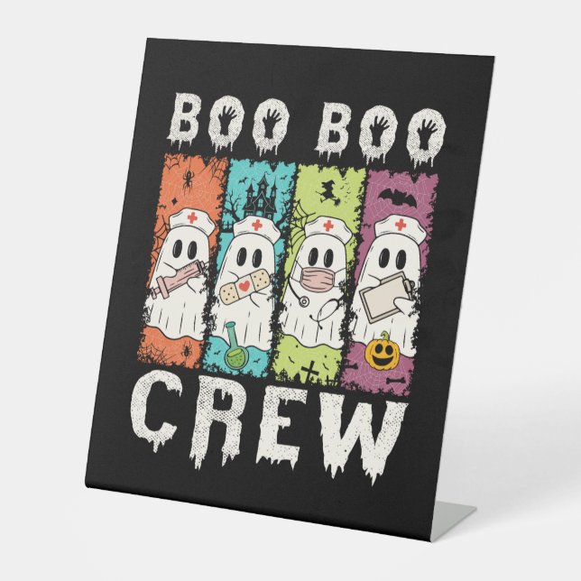 Signe De Table Boo Boo Crew Infirmière d'Halloween (Recto)