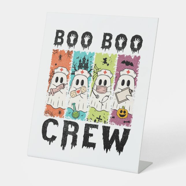 Signe De Table Boo Boo Crew Infirmière d'Halloween (Recto)