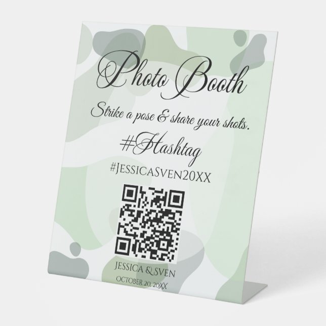 Signe De Table Booth photo Mariage Géométrique de verdure bio (Recto)