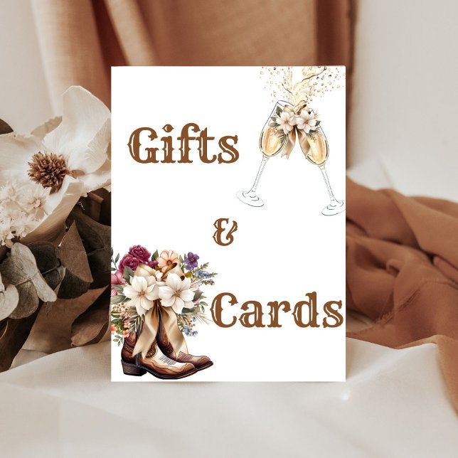 Signe De Table Boots & Bubbly Boho Fête des mariées ouest Bienven (Créateur téléchargé)