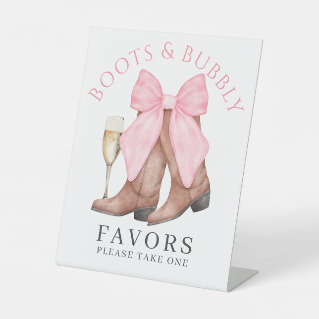 Signe De Table Boots Bubbly Western Bridal Shower Favor  (Recto)