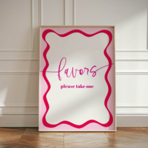 Signe De Table Bordure rose chaud Wavy Prendre une préférence col