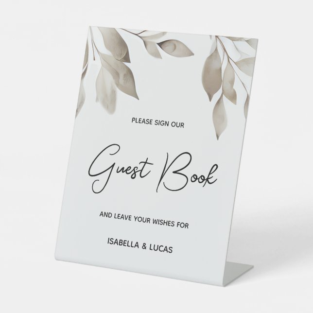 Signe De Table Botanique Eucalyptus Feuille Mariage Livre d'or (Recto)