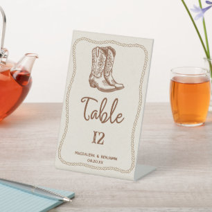 Signe De Table Bottes de cow-boy occidentales modernes marron Cor