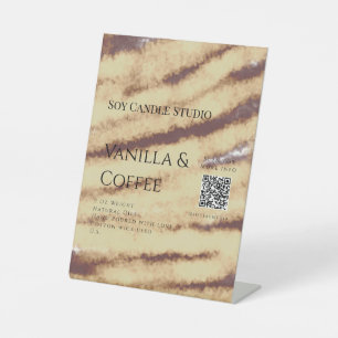 Signe De Table Bougie de soja vanille ajouter QR businesInvitatio