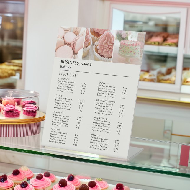 Signe De Table Boulangerie Cupcake Cake Shop Tarifs (Bakery Cupcake Cake Shop Create Your Own Price List Pedestal Sign by MINTIC DESIGN STUDIO)