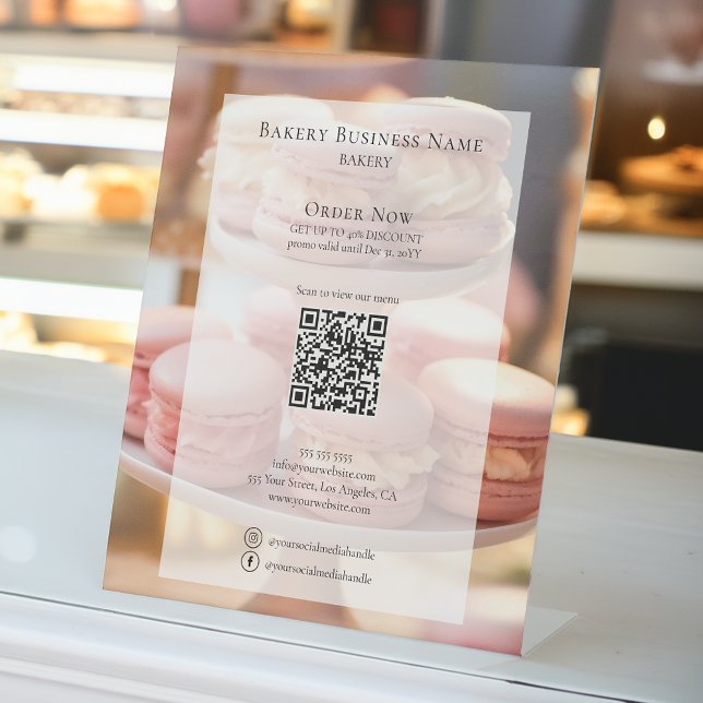 Signe De Table Boulangerie personnalisée Photo Médias sociaux QR  (Create your own Bakery Sign)