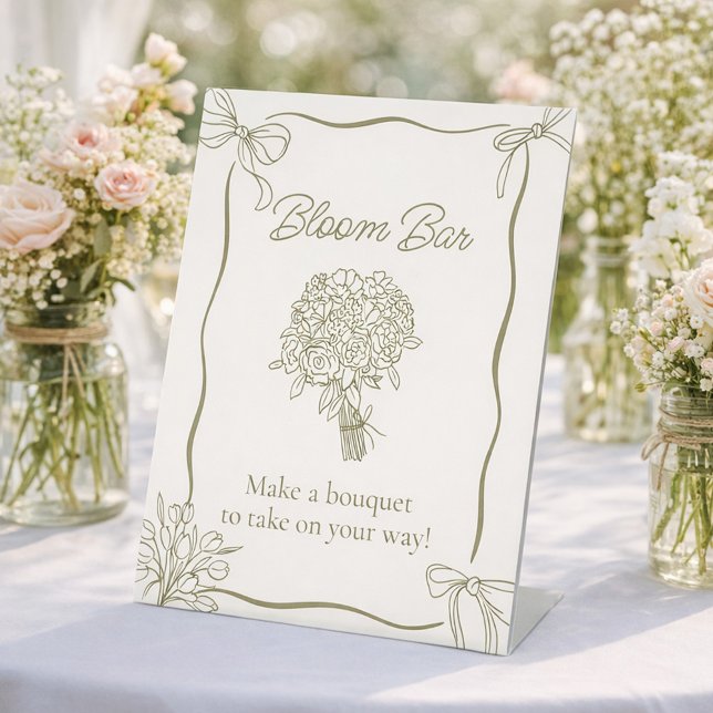 Signe De Table Bouquet Bloom Bar Bridal Shower Sign (Créateur téléchargé)