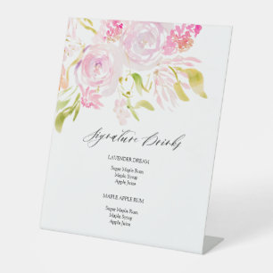 Signe De Table Bouquet de rose aquarelle Signature Boissons