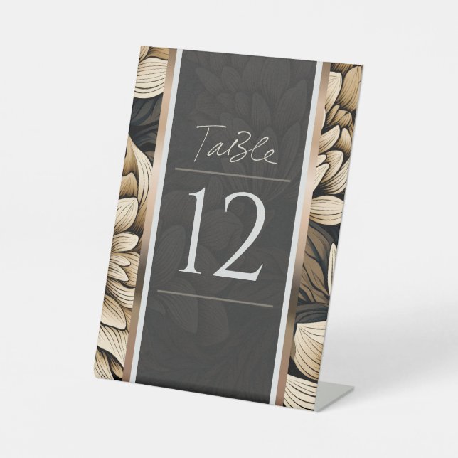 Signe De Table Bouquet d'or et de champagne opulent (Recto)