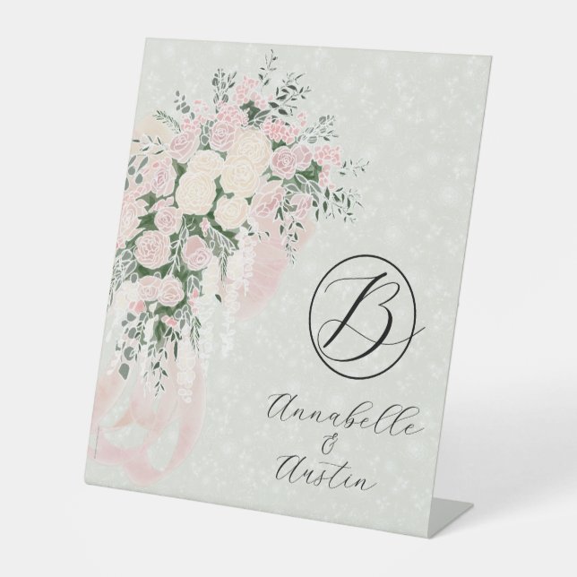 Signe De Table Bouquet en Cascade de Rose Wisteria (Recto)
