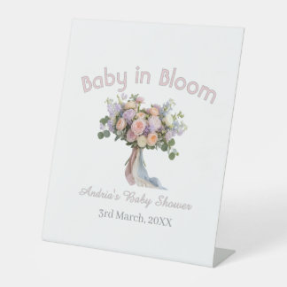 Signe De Table bouquet floral baby in bloom shower bébé rétro ros