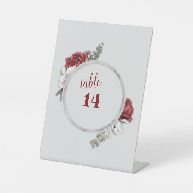 Signe De Table Bourgogne, Blush, White Roses Mariage Numéro de ta (Recto)