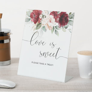 Signe De Table Bourgogne et rose pâle L'amour floral est doux