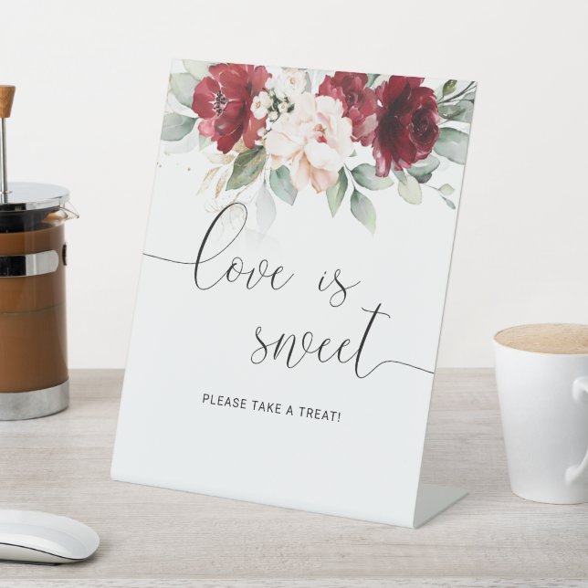 Signe De Table Bourgogne et rose pâle L'amour floral est doux (In SItu)