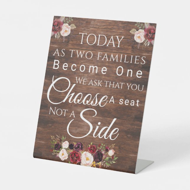 Signe De Table Bourgogne Floral Choisissez une affiche de siège (Recto)