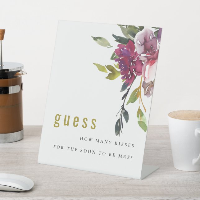 Signe De Table Bourgogne Floral Devinez Combien De Baisers Jeu (In SItu)