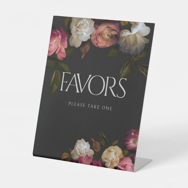 Signe De Table Bourgogne foncée et pivoines de crème Douche noire (Recto)