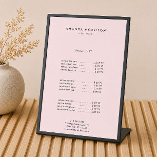 Signe De Table Boutique de Luxe Minimaliste Noir/Rose
