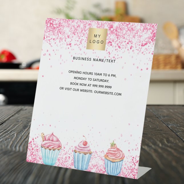 Signe De Table Boutique pâtisserie boulangerie rose logo menu pri (Créateur téléchargé)