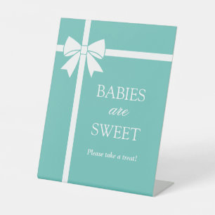 Signe De Table Bow blanc classique Bleu Turquoise Bébés sont doux