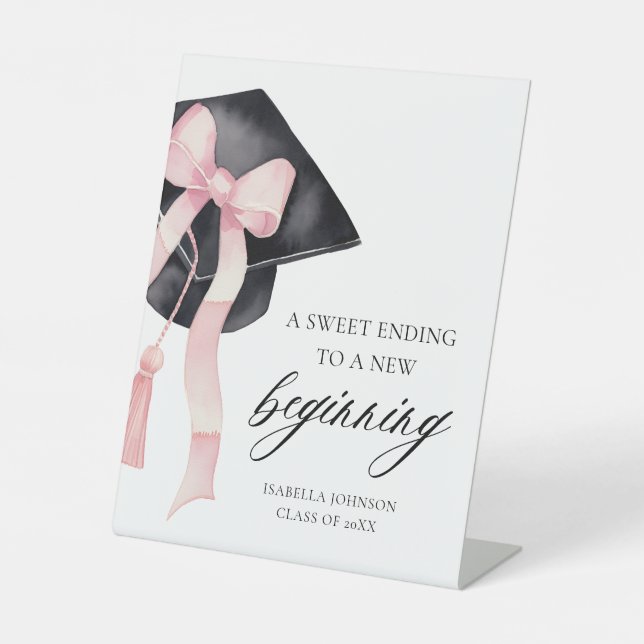 Signe De Table Bow Grad Party Une douce Fin À Un Nouveau Début (Recto)