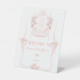 Signe De Table Bow rose rousse Floral Sweet Baby Girl Douche