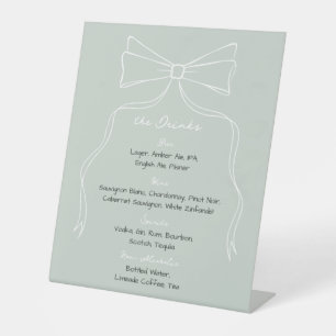 Signe De Table Bow Sage Vert Mariage Signature Boissons
