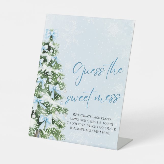 Signe De Table Bows Christmas Baby Shower Guess the Sweet Mess (Recto)