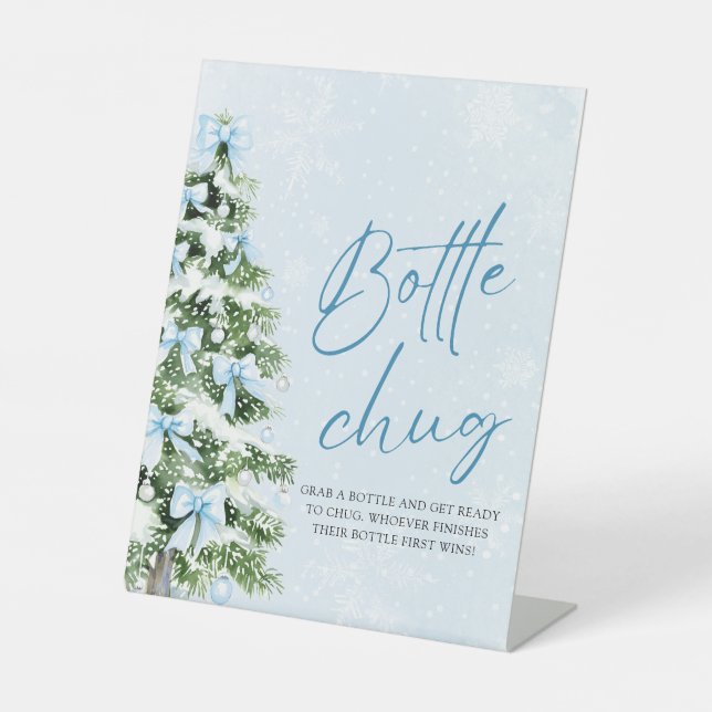 Signe De Table Bows Christmas Tree Baby Shower Bottle Chug Sign (Recto)