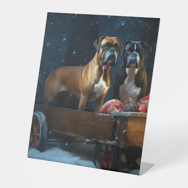 Signe De Table Boxeur Sleigh Noël Décor (Recto)