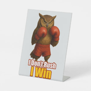 Signe De Table Boxing Owl Win with Patience