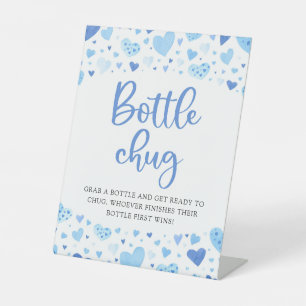 Signe De Table Boy Blue Hearts Valentine Bouteille Baby shower