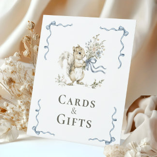 Signe De Table Boy Woodland Squirrel Cards Gifts Sign Baby Shower
