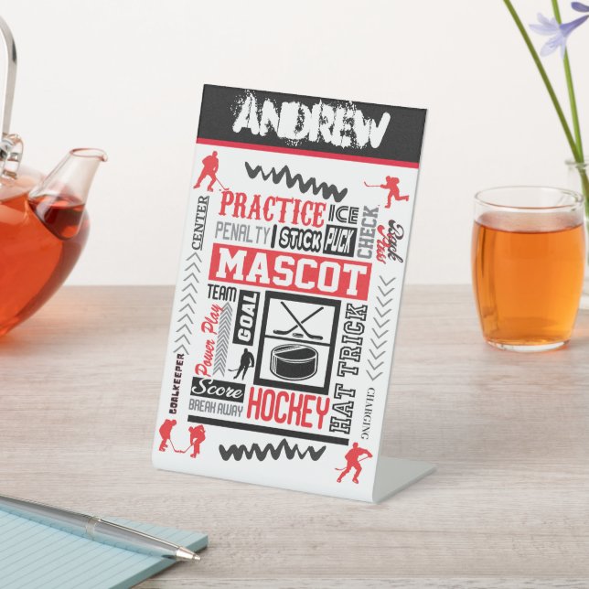 Signe De Table Boys Hockey Terminologie Personnalisée (In SItu)
