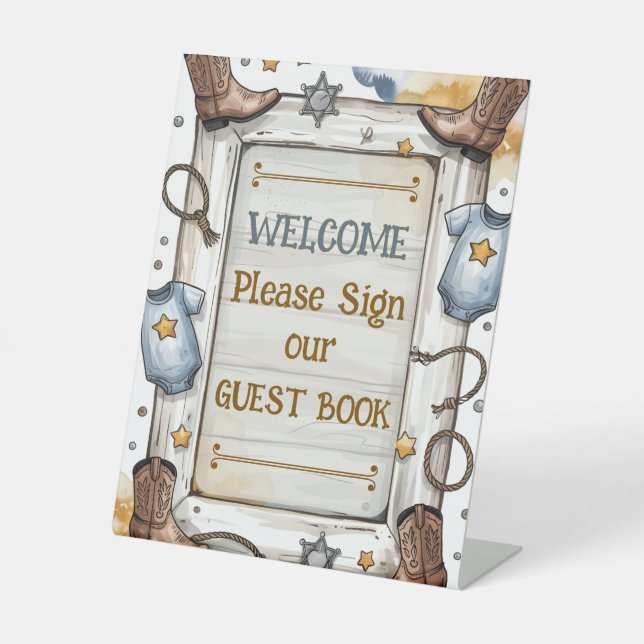 Signe De Table Boys Western Rustic Little Cowboy Rodeo (Recto)
