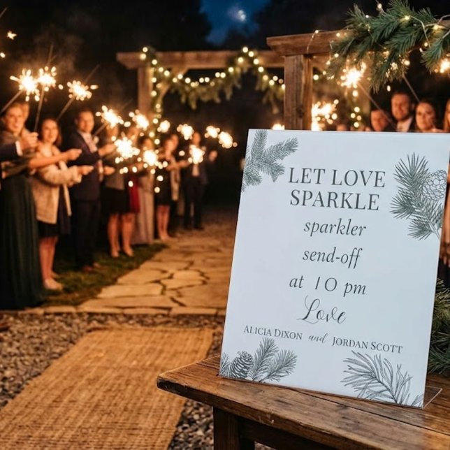 Signe De Table Branche de pin rustique verdure mariage cierge mag (Créateur téléchargé)
