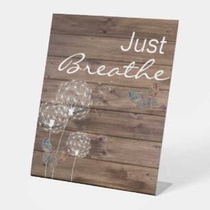 Signe De Table Breathe Dandelions Butterfly Wooden