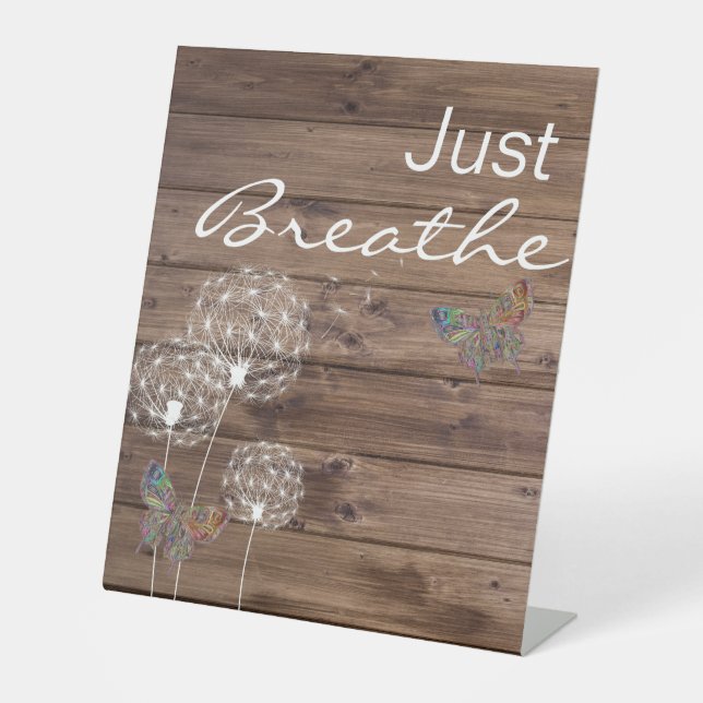 Signe De Table Breathe Dandelions Butterfly Wooden (Recto)