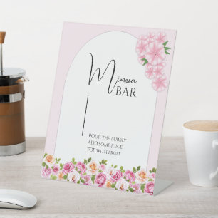 Signe De Table Bright Floral Mimosa Bar Sign for Fête des mariées